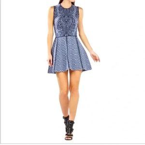 BCBGMaxAzria Whisper Blue Anne Jacquard Dress Knit Black Sleeveless Fit & Flare